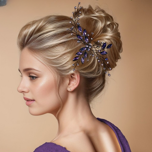 Spring & Summer Crystal Hairpin – Elegant Purple Rhinestone Bridal & Party Hair Accessory