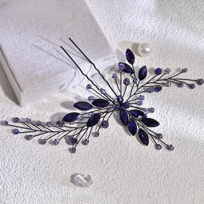 Spring & Summer Crystal Hairpin – Elegant Purple Rhinestone Bridal & Party Hair Accessory