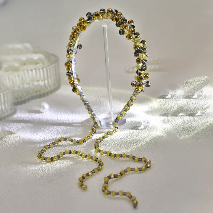 Fairy Gold Tassel Luxury Rhinestone Headband – Retro Crystal Beaded Hair Accessory
