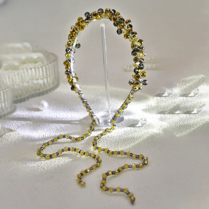 Fairy Gold Tassel Luxury Rhinestone Headband – Retro Crystal Beaded Hair Accessory