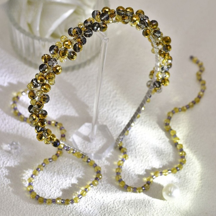 Fairy Gold Tassel Luxury Rhinestone Headband – Retro Crystal Beaded Hair Accessory