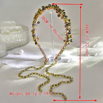 Fairy Gold Tassel Luxury Rhinestone Headband – Retro Crystal Beaded Hair Accessory