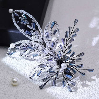 Crystal Beaded Pearl Hairpin – Elegant Bridal & Party Rhinestone Hair Clip