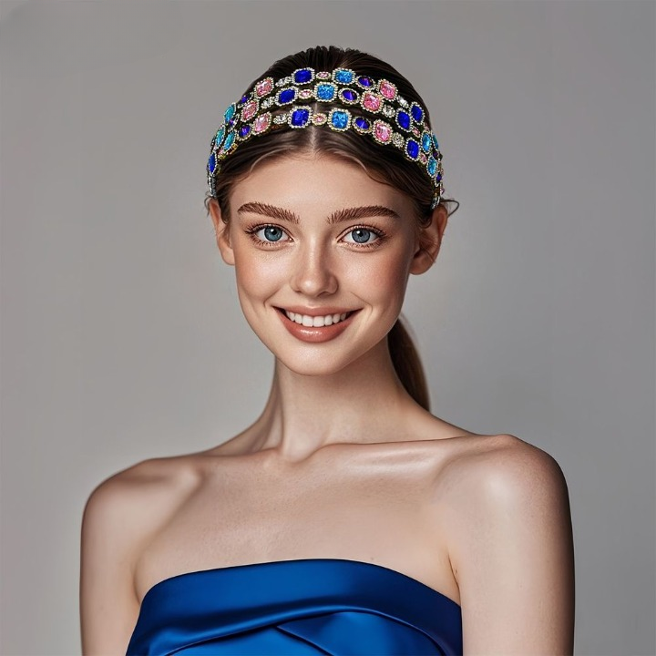 Stylish Candy Color Crystal Headband – Luxury Multicolor Rhinestone Hair Accessory