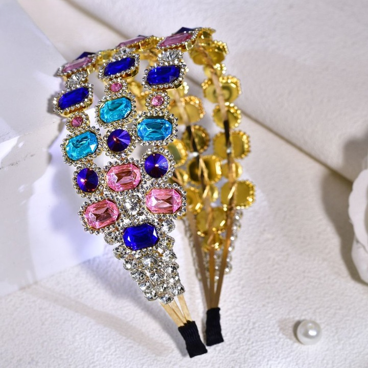 Stylish Candy Color Crystal Headband – Luxury Multicolor Rhinestone Hair Accessory