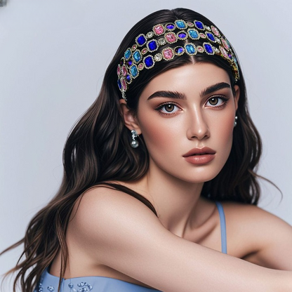 Stylish Candy Color Crystal Headband – Luxury Multicolor Rhinestone Hair Accessory