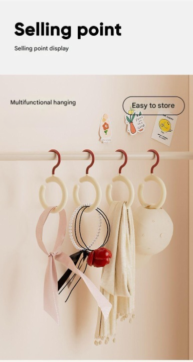 Multifunctional hanging hooks with various items on a beige background