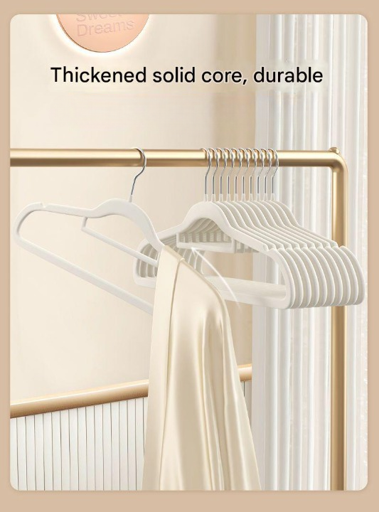 Thickened Non-Slip Clothes Hangers – Durable Anti-Slip Flocked Hangers (Pack of 10)