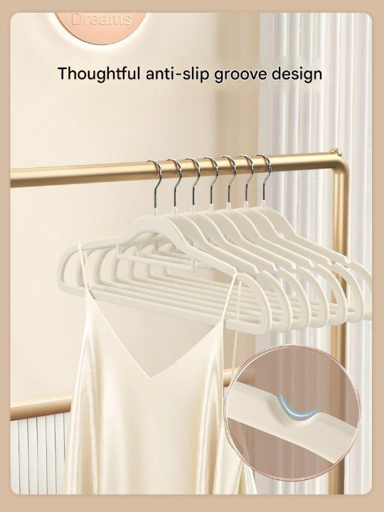 Thickened Non-Slip Clothes Hangers – Durable Anti-Slip Flocked Hangers (Pack of 10)