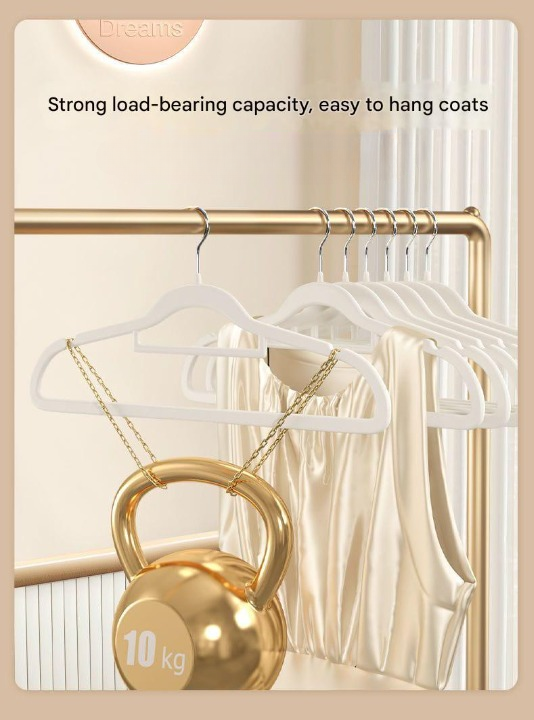 Thickened Non-Slip Clothes Hangers – Durable Anti-Slip Flocked Hangers (Pack of 10)