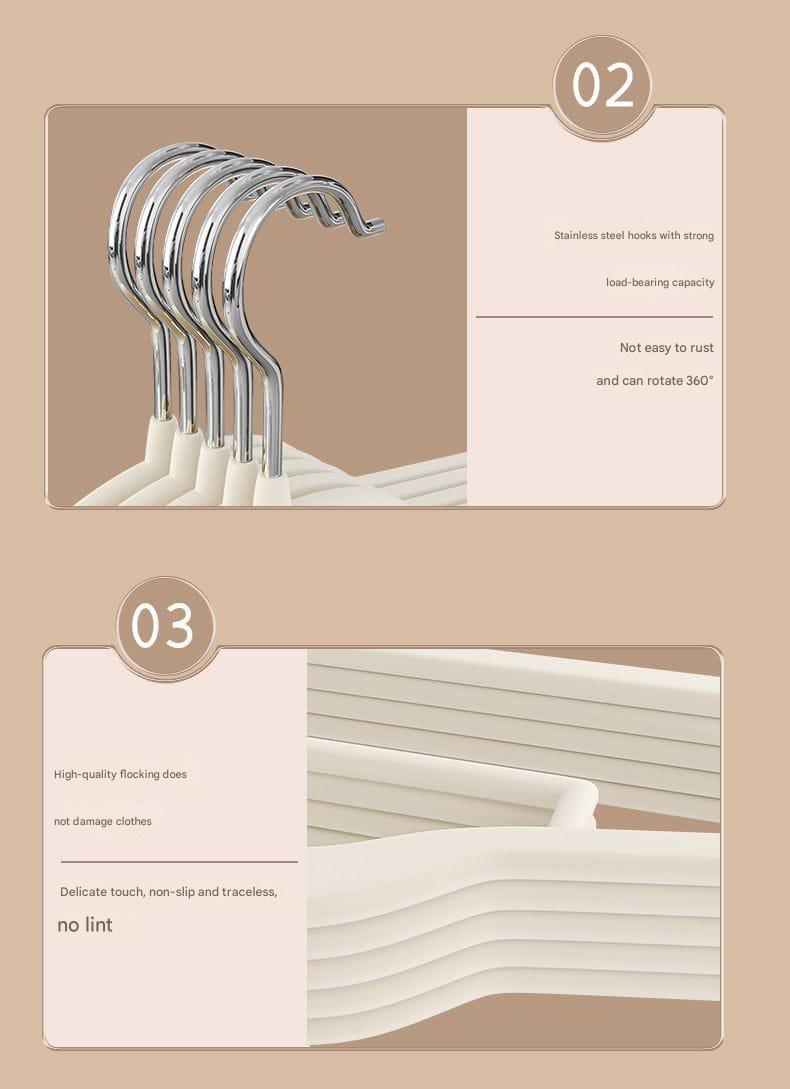 Thickened Non-Slip Clothes Hangers – Durable Anti-Slip Flocked Hangers (Pack of 10)
