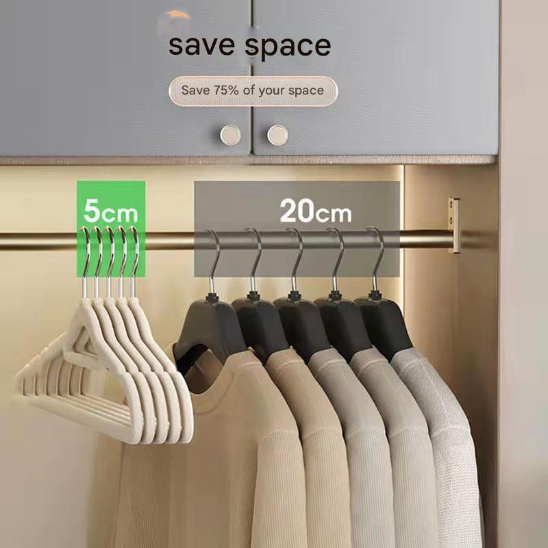 Thickened Non-Slip Clothes Hangers – Durable Anti-Slip Flocked Hangers (Pack of 10)