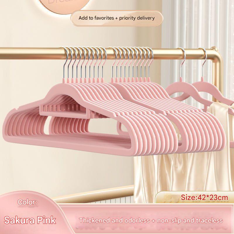 Thickened Non-Slip Clothes Hangers – Durable Anti-Slip Flocked Hangers (Pack of 10)