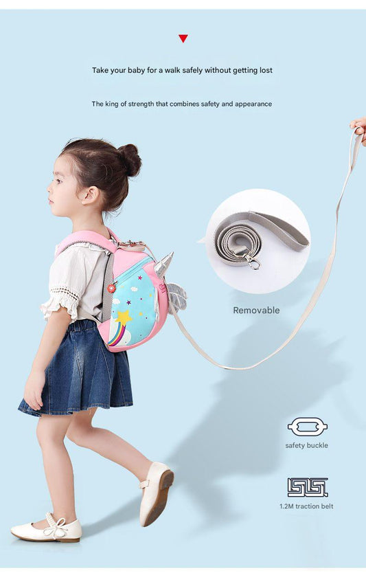 Kids Anti-Lost Backpack with Safety Rope – Dinosaur, Unicorn & Bee Design