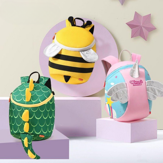 Kids Anti-Lost Backpack with Safety Rope – Dinosaur, Unicorn & Bee Design