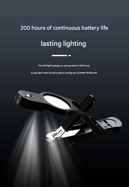LED Nail Clippers with Magnifying Glass – Anti-Splash Nail Cutter for Kids, Elderly & Adults | Precision Manicure Tool