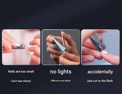 LED Nail Clippers with Magnifying Glass – Anti-Splash Nail Cutter for Kids, Elderly & Adults | Precision Manicure Tool