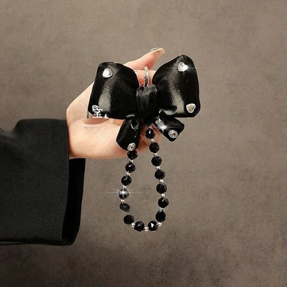 Luxury Bow Pearl Keychain with Transparent Clip – Mobile Phone Case Charm