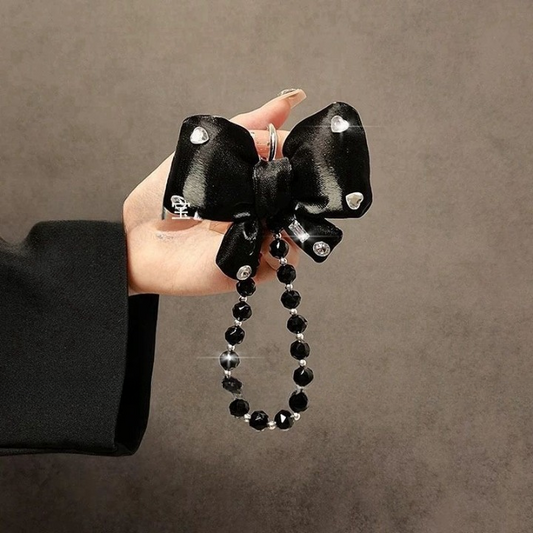 Luxury Bow Pearl Keychain with Transparent Clip – Mobile Phone Case Charm
