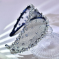 Light Luxury Black Mesh Diamond Headband – Wide Crystal Rhinestone Hair Accessory for Women (White & Black) | India Dealz
