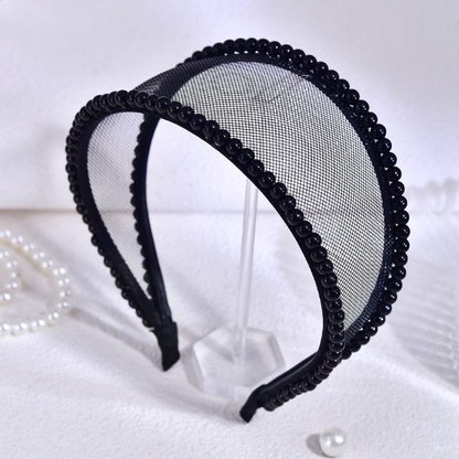 Light Luxury Black Mesh Diamond Headband – Wide Crystal Rhinestone Hair Accessory for Women (White & Black) | India Dealz