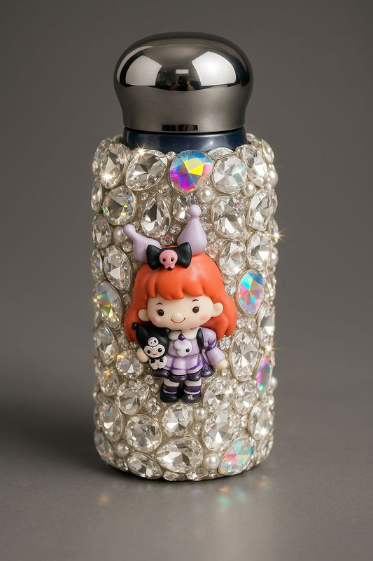 Rhinestone Stainless Steel Water Bottle – Cute Doll Design