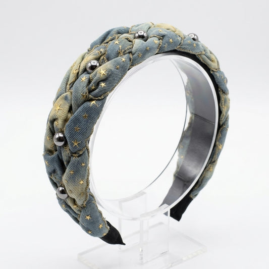 Denim Star Braided Headband