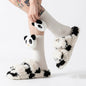 Cute 3D Panda Socks – White & Black Plush Cartoon Animal Socks for Women & Girls