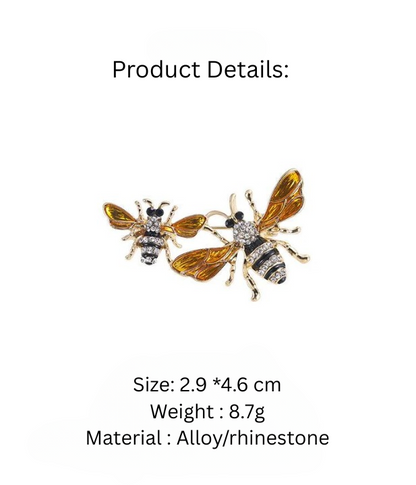 Bee Rhinestone Brooch Pin – Elegant Gold & Crystal Insect Jewelry for Women, Men & Gifts