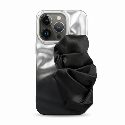 Silk Wristband Mobile Case – Gray & Black | Shockproof Grip Cover for iPhones