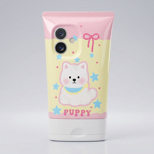 Cute Puppy Cartoon iPhone Case | Soft Silicone Cover for iPhone 14, 15, 16 Series