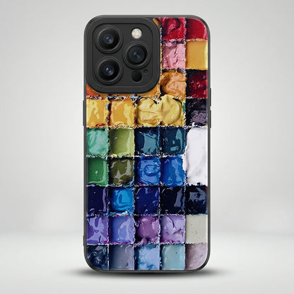 Color Palette Textured Soft TPU iPhone Case – Vibrant & Artistic Design