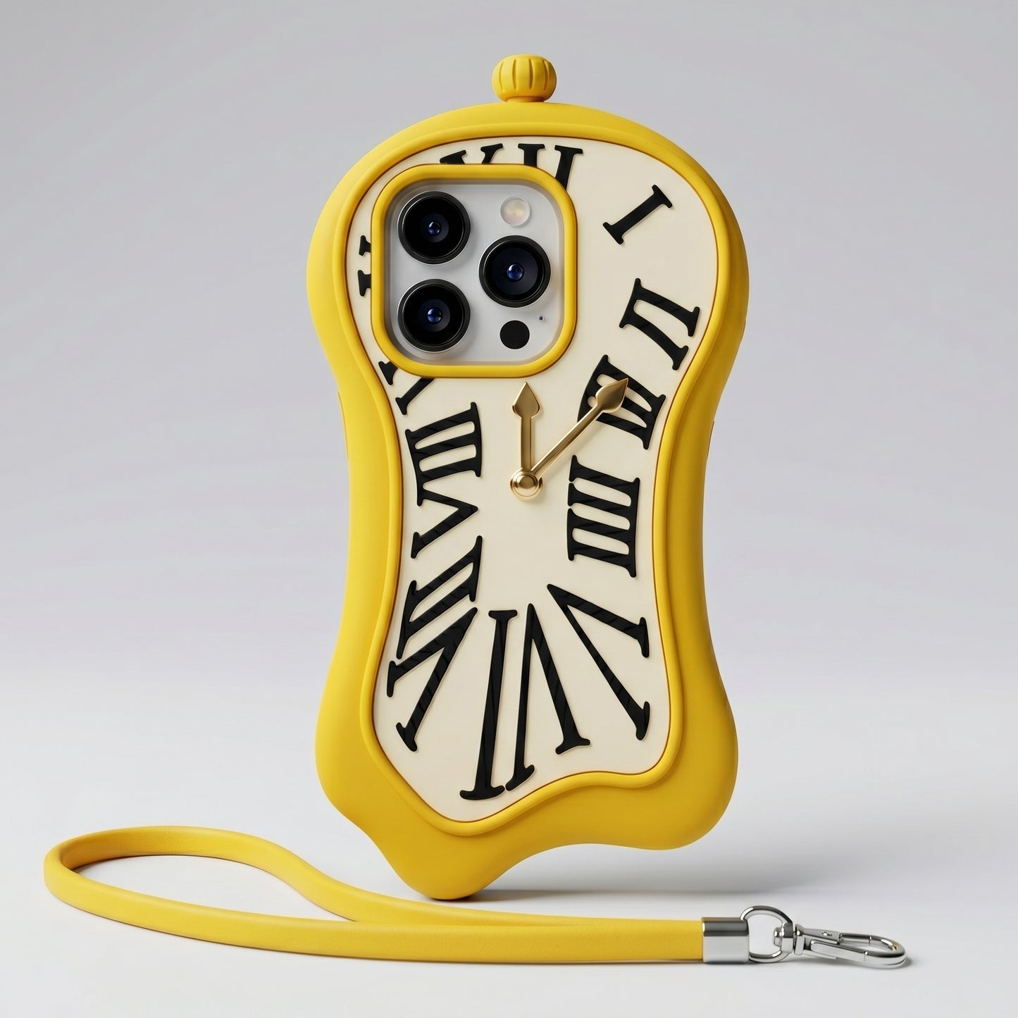 Melting Clock Design iPhone Case with Strap – Compatible with iPhone