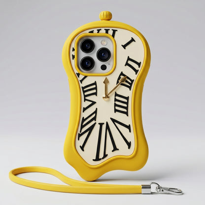 Melting Clock Design iPhone Case with Strap – Compatible with iPhone