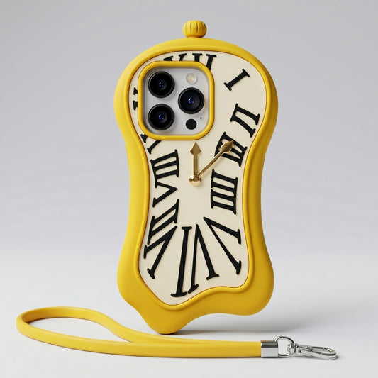 Melting Clock Design iPhone Case with Strap – Compatible with iPhone