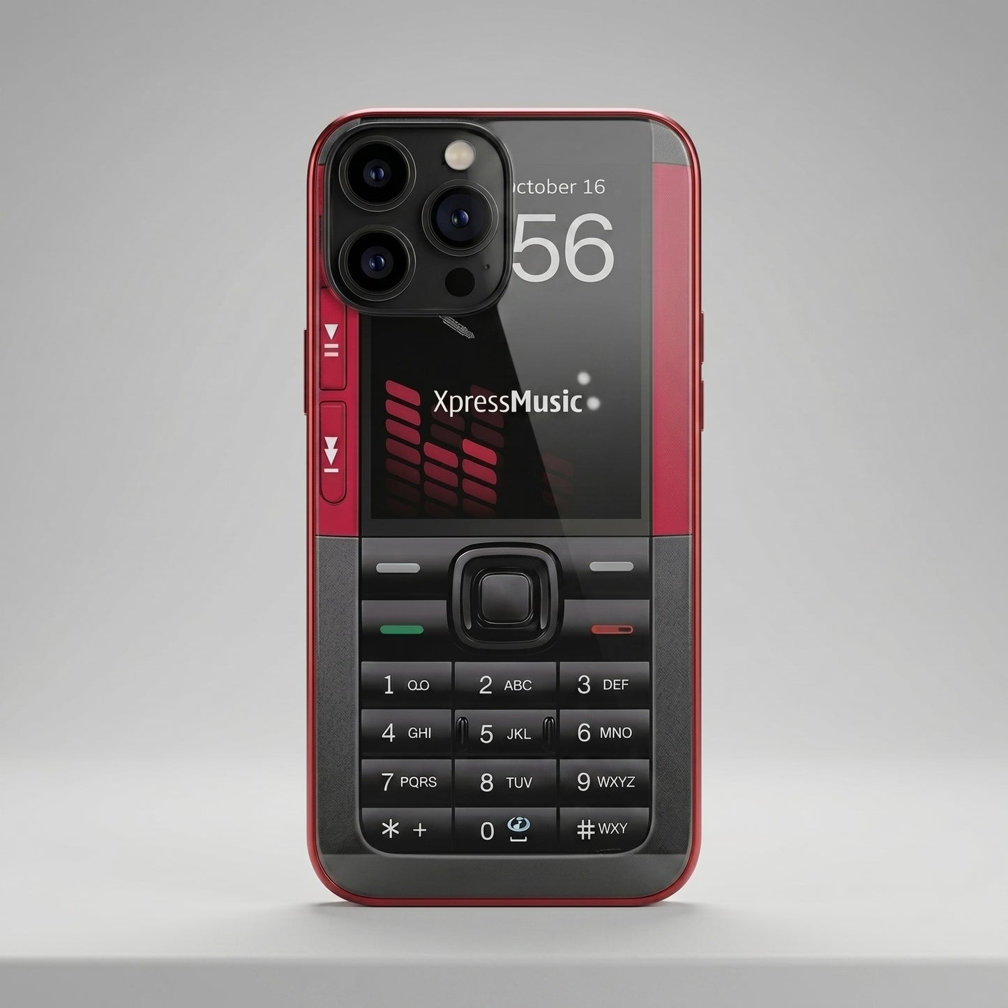 Retro Nokia XpressMusic Style iPhone Case – Keypad Back Cover for iPhone 14/15/16 Series