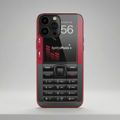 Retro Nokia XpressMusic Style iPhone Case – Keypad Back Cover for iPhone 14/15/16 Series