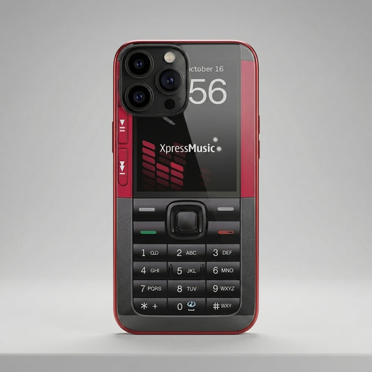 Retro Nokia XpressMusic Style iPhone Case – Keypad Back Cover for iPhone 14/15/16 Series