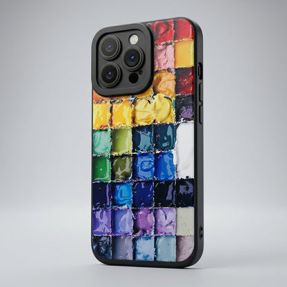 Color Palette Textured Soft TPU iPhone Case – Vibrant & Artistic Design