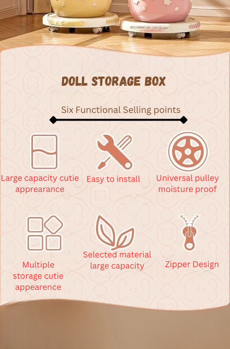 Large Capacity Plush Toy Storage Organizer with Zipper & Wheels – Rotating Stuffed Animal Holder for Kids Room