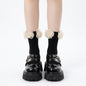 Mesh Flower Ankle Socks – Black & White Frill Socks | Cute Lolita Style Calf Socks for Women & Girls