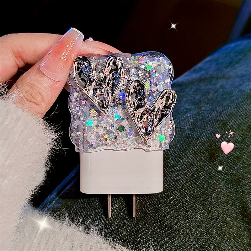 iPhone 20W Charger Case with Cable – 3D Wrinkled Heart Design | Full Head & Wire Protection