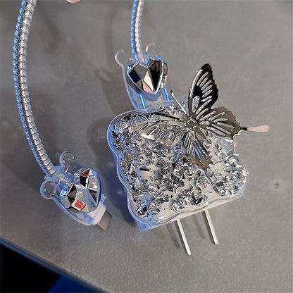 iPhone 20W Charger Case – 3D Butterfly Heart Design with Full Protection & Wire Guard
