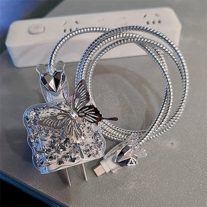 iPhone 20W Charger Case – 3D Butterfly Heart Design with Full Protection & Wire Guard