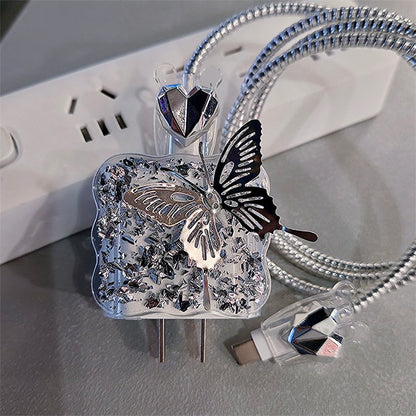 iPhone 20W Charger Case – 3D Butterfly Heart Design with Full Protection & Wire Guard