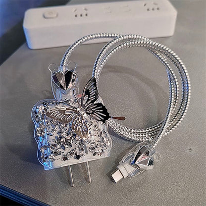 iPhone 20W Charger Case – 3D Butterfly Heart Design with Full Protection & Wire Guard
