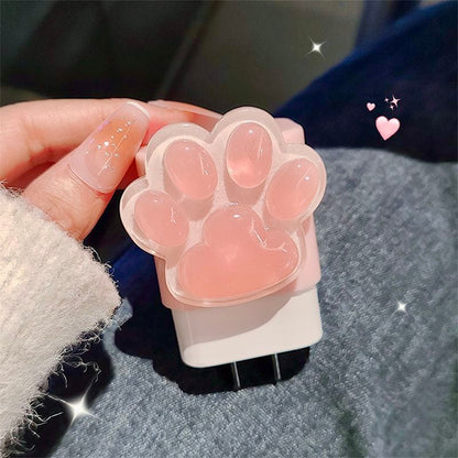 iPhone 20W Cat Claw Charger Case – Cute Pink Paw Design with Cable Protection