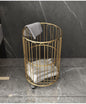 Round Clothes Storage Basket with Wheels :all Metal Clothes Hamper & Storage Bin (Black/Gold)