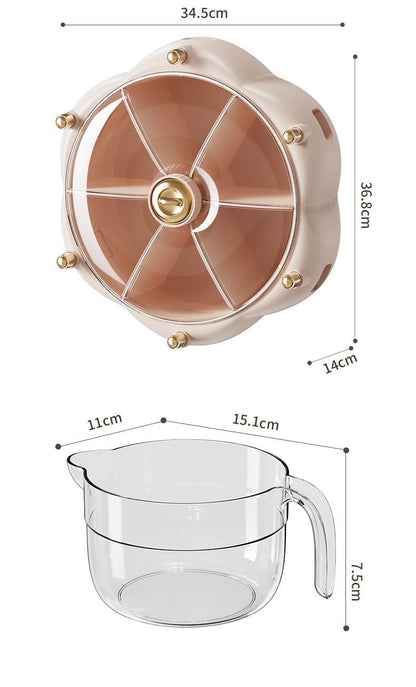 Wall-mounted grain storage box rotating partition:6-Compartment Multi-Grain Dispenser for Kitchen Organization