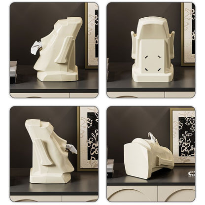Stone face Tissue Box :Moai Statue Tissue Box Holder -Creative Nose Tissue Dispenser for Home & Office Décor (Green, White, Black)